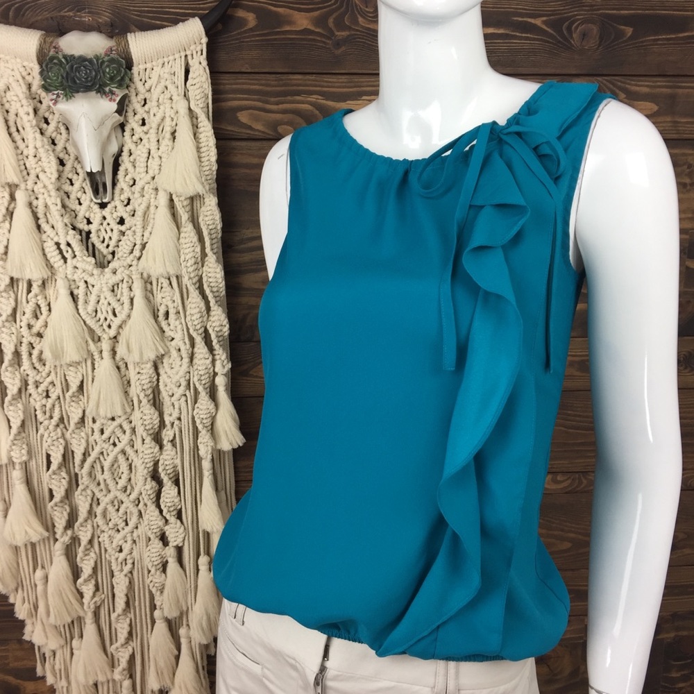 Ann Taylor LOFT | Ruffle‎ Down Tie Front Blouse